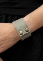 Grey Leather Light Mother Of Pearl Buckle Cuff - December Thieves