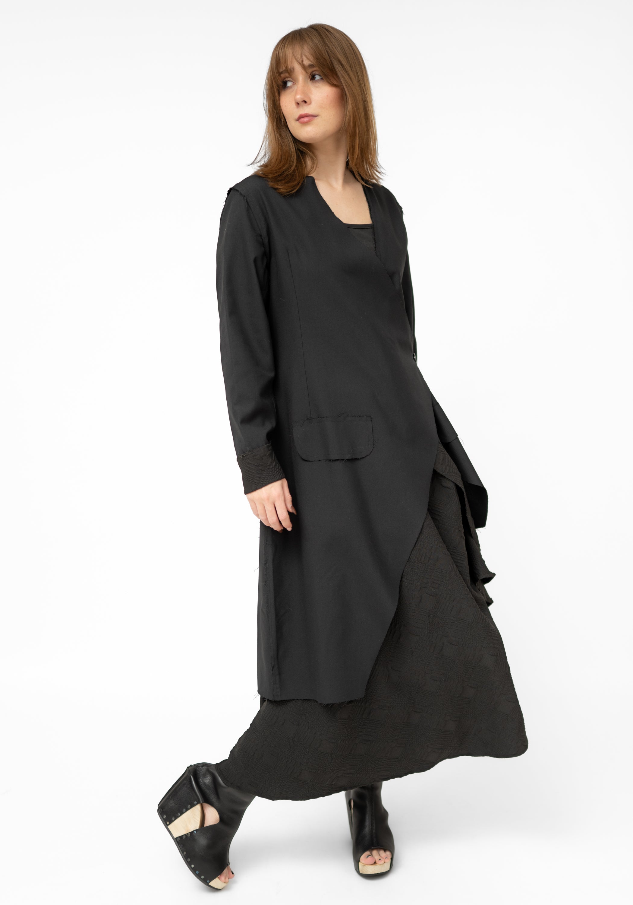 Magnetite Asymmetric Wool Blend Wrap Jacket - December Thieves