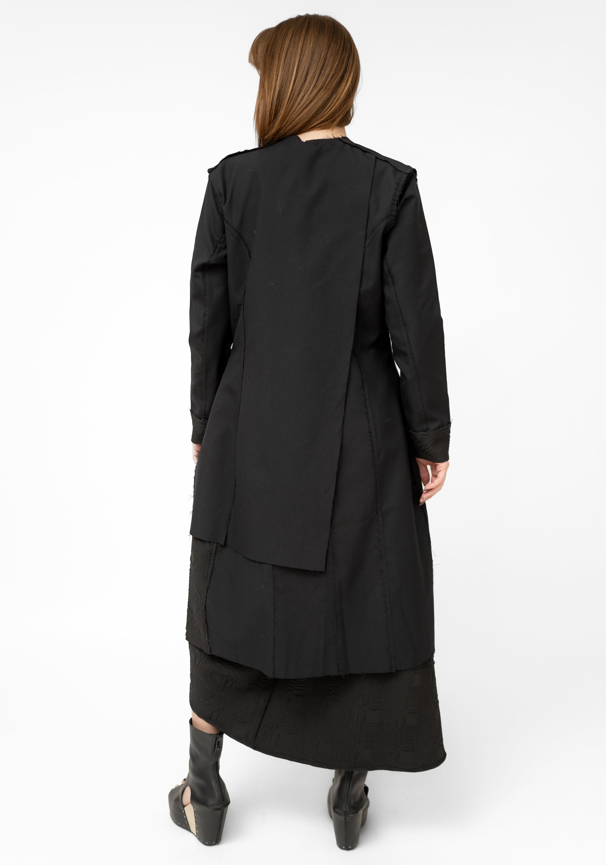 Magnetite Asymmetric Wool Blend Wrap Jacket - December Thieves
