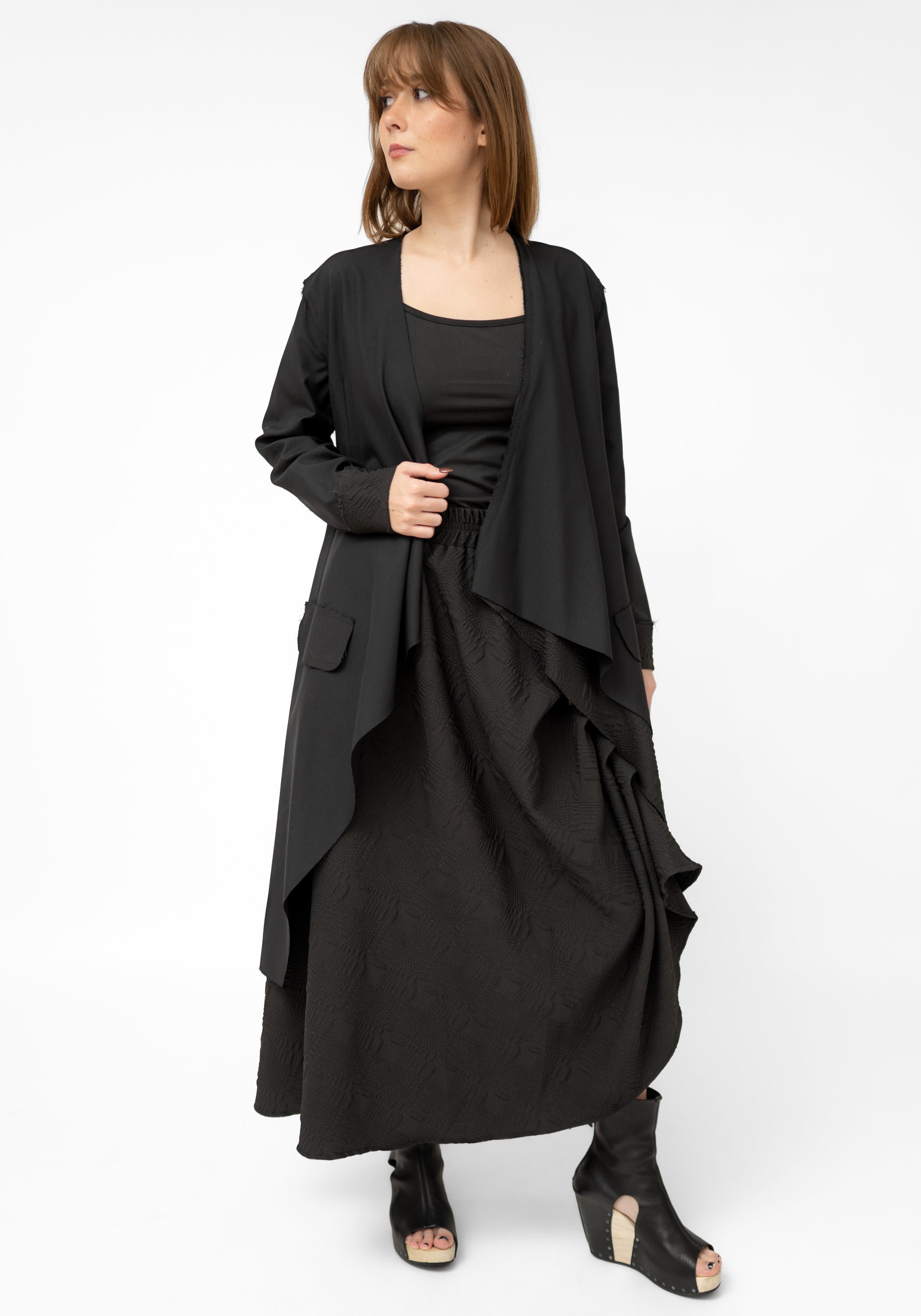 Magnetite Asymmetric Wool Blend Wrap Jacket - December Thieves