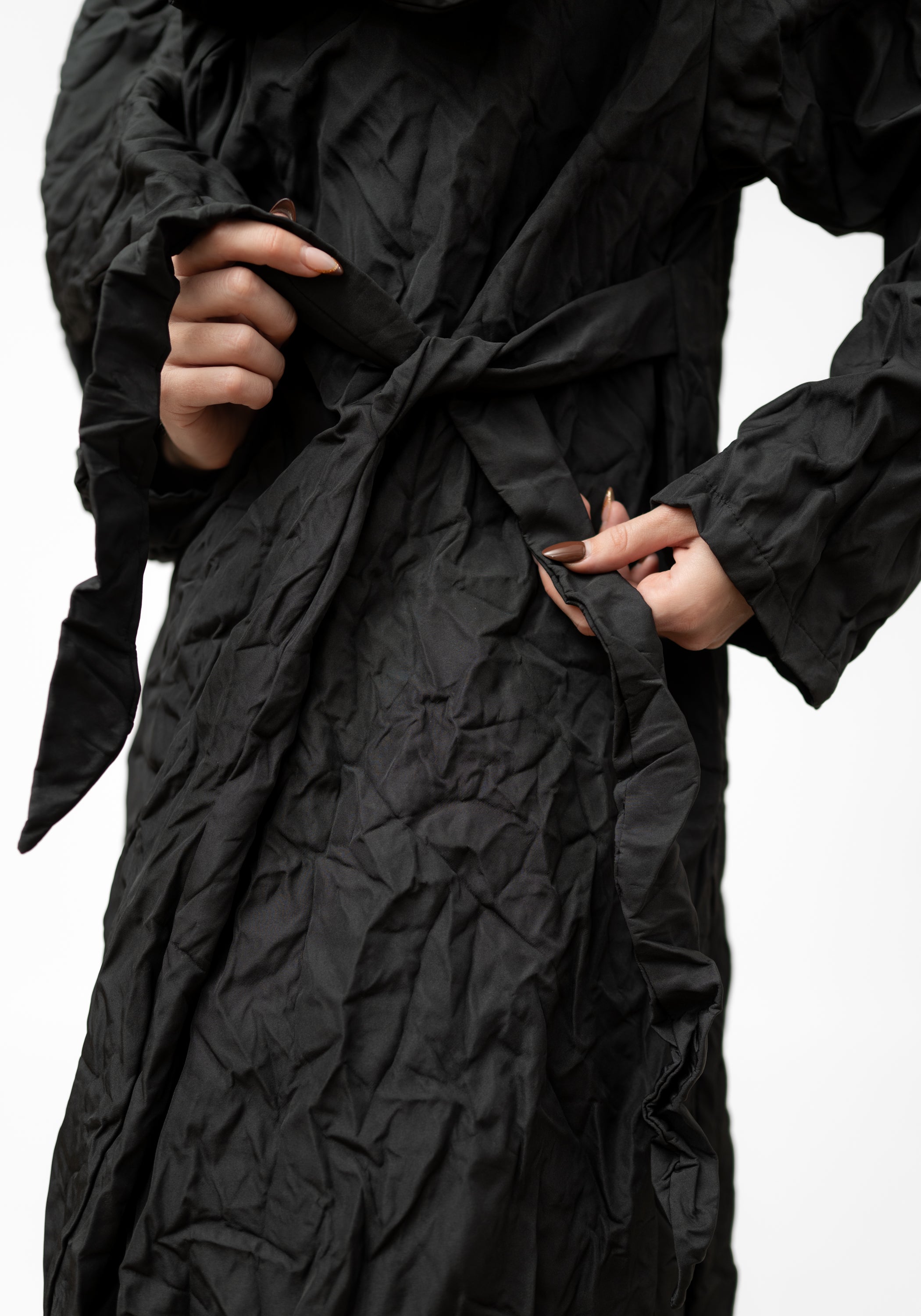 Diamante Crinkle Texture Tie Waist Jacket - December Thieves