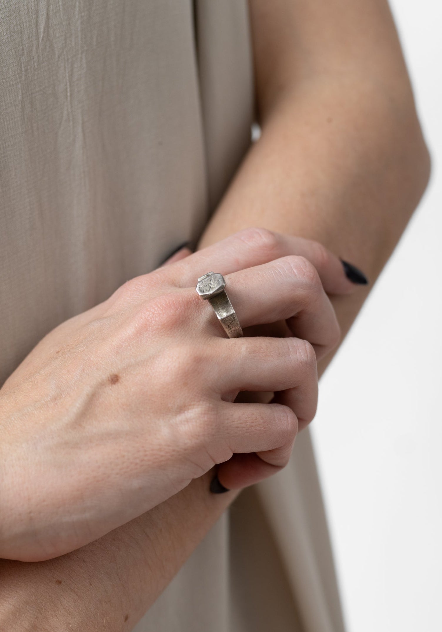 Sterling Invert Cast Stone Ring