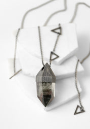 Oxidized Sterling and Moss Quartz Necklace - December Thieves