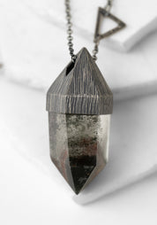 Oxidized Sterling and Moss Quartz Necklace - December Thieves