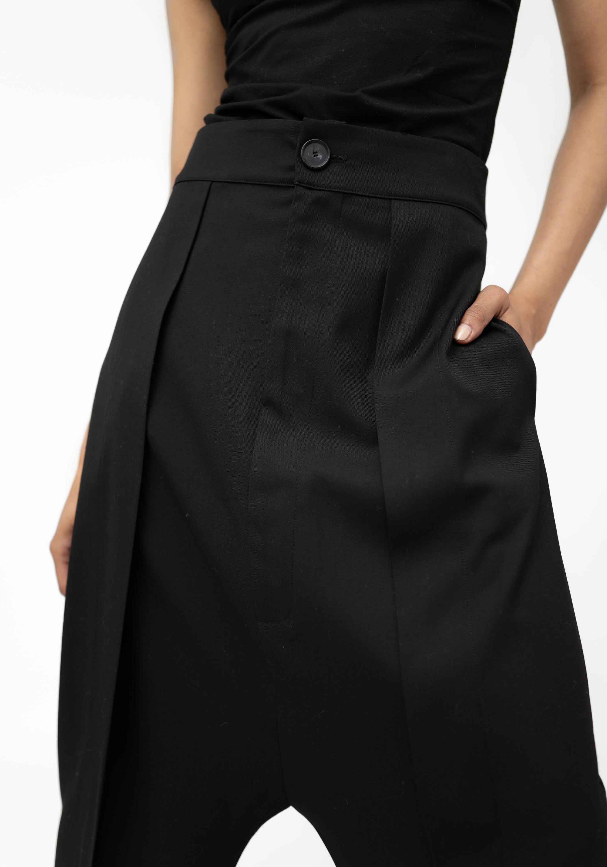 Mente Drop Seat Pleat Detail Wool Blend Pants - December Thieves