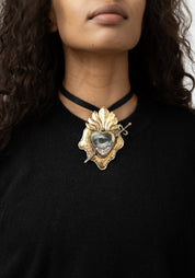 Encrusted Heart, Sword and Eye Necklace