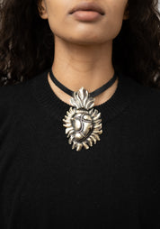 Silver Tone Antique Heart Locket Necklace