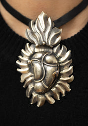 Silver Tone Antique Heart Locket Necklace