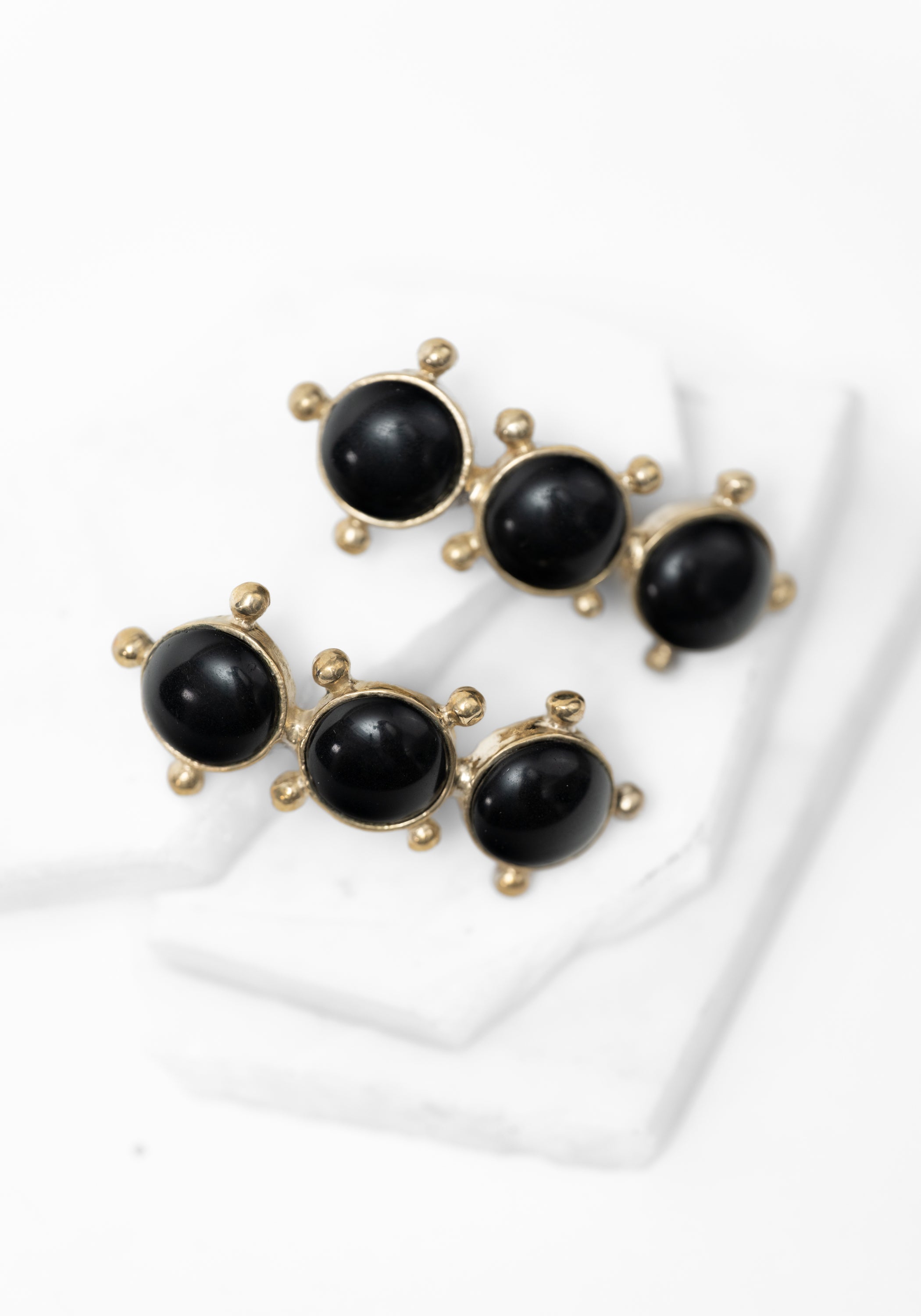 Brass and Vintage Glass Cabochons Petra Earrings
