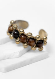 Brass and Vintage Glass Cabochons Aswan Cuff
