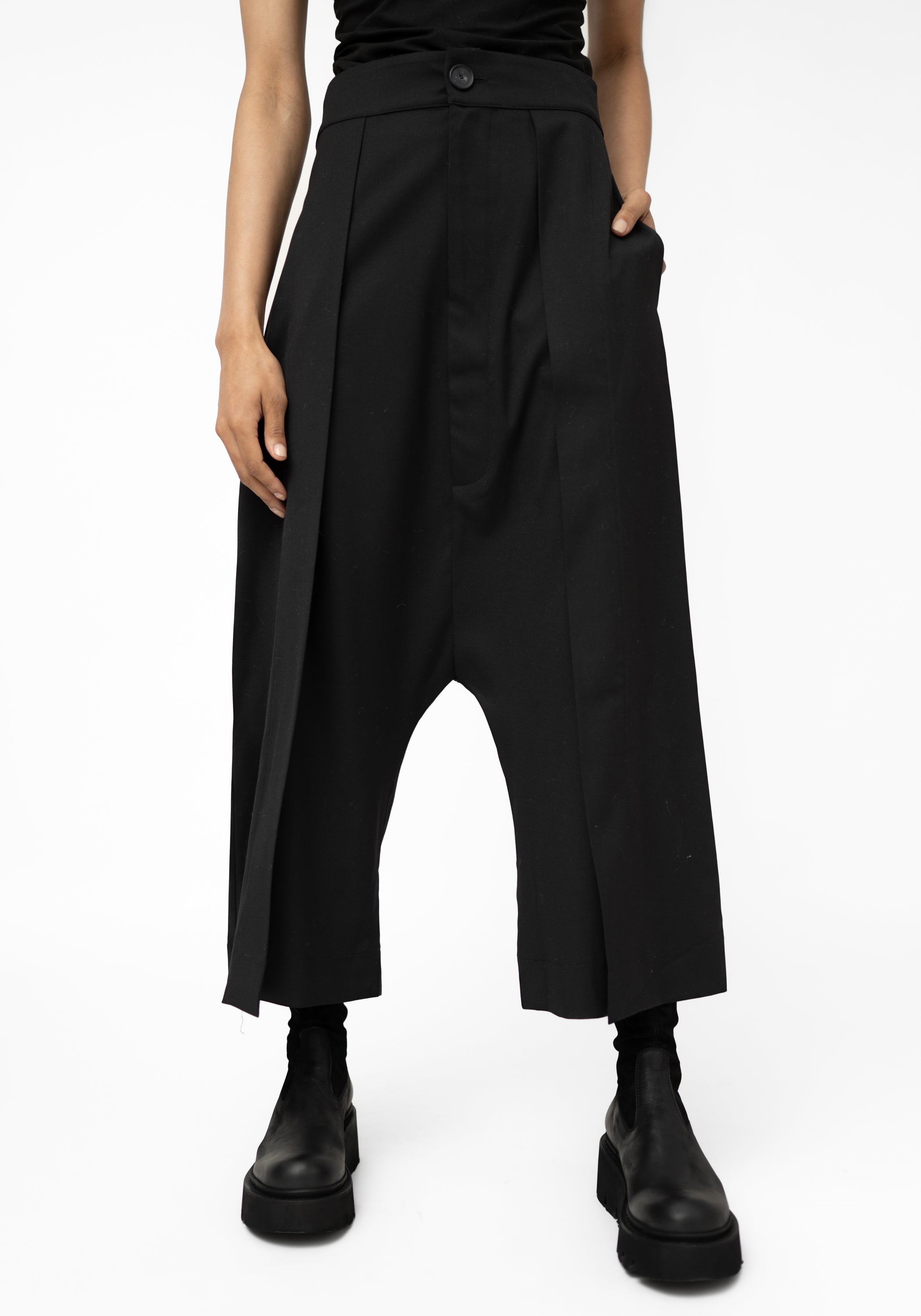 Mente Drop Seat Pleat Detail Wool Blend Pants - December Thieves