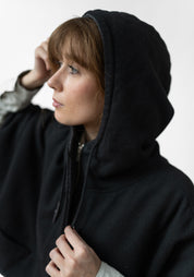 Oversized Cropped Sleeve Wool Blend Jacket