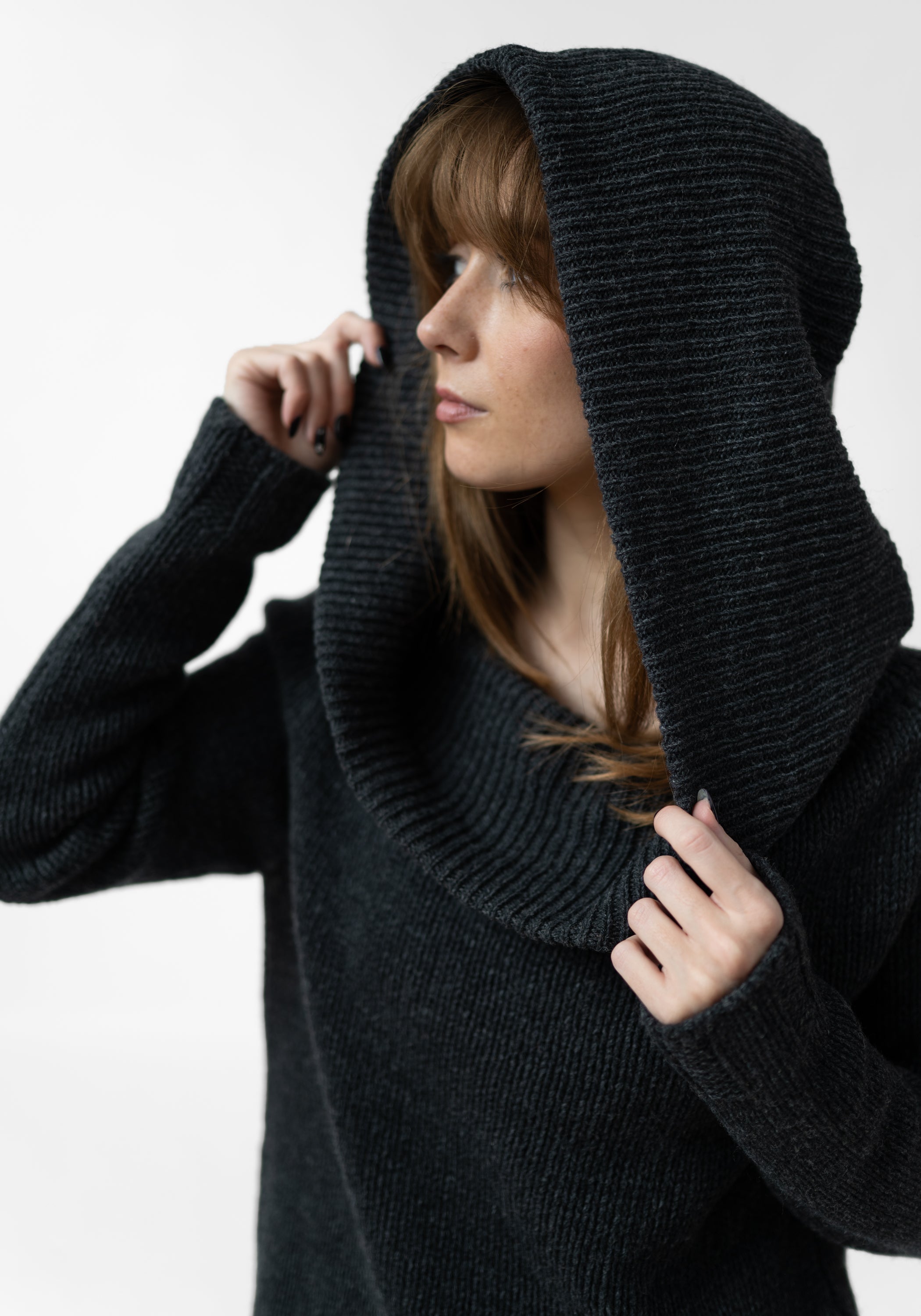 Cowl Neck Knit Wool Blend Knit Tunic