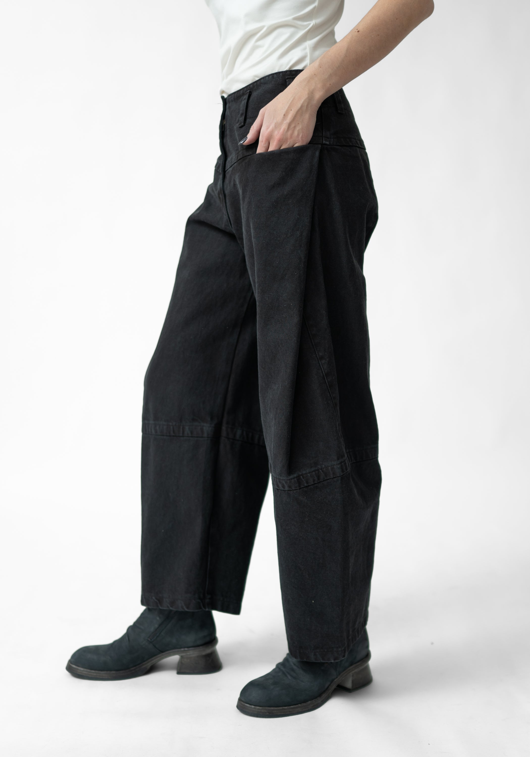 Pleat Detail Tapered Full Leg Pants