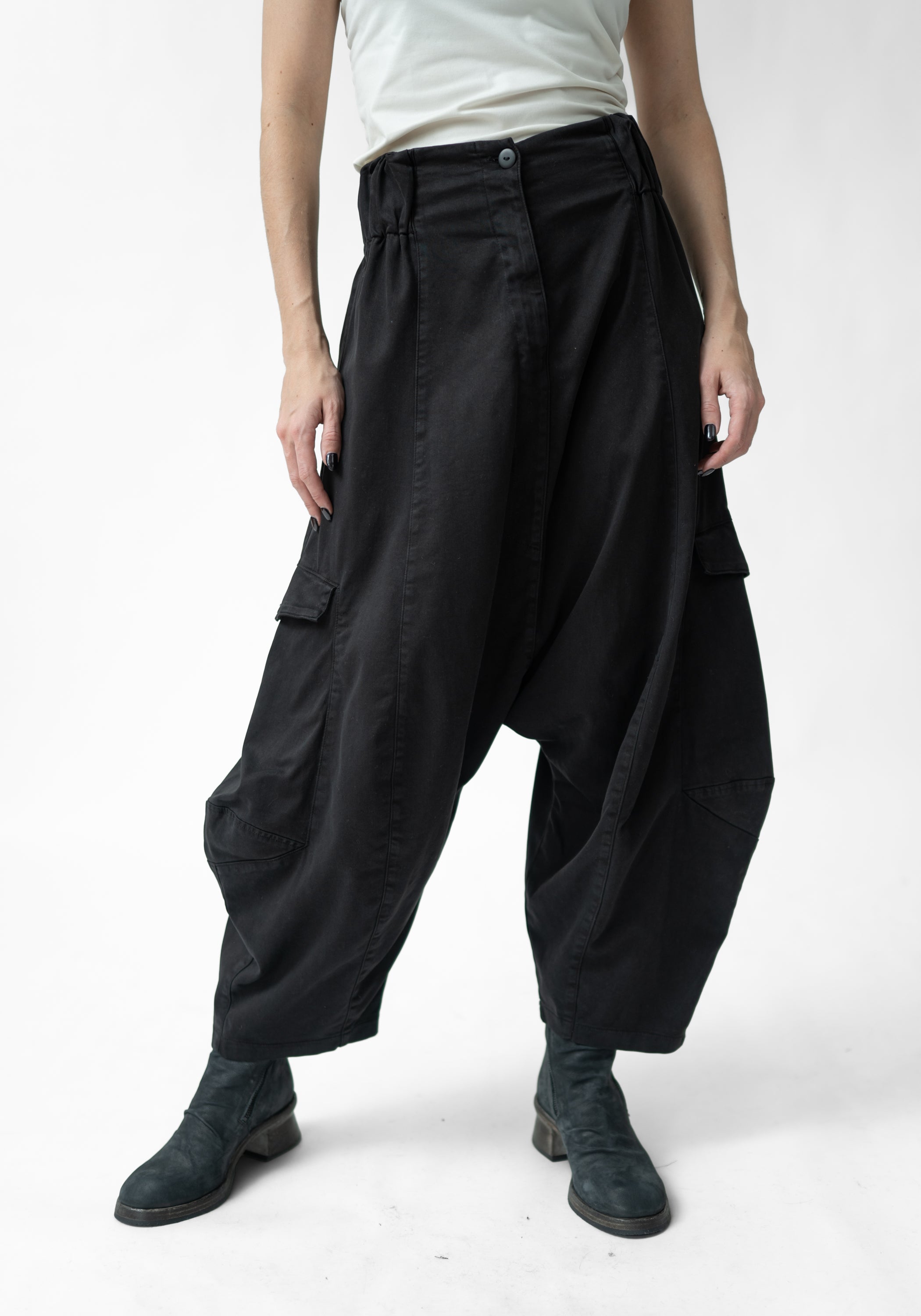 Drop Seat Tapered Full Leg Cargo Pants