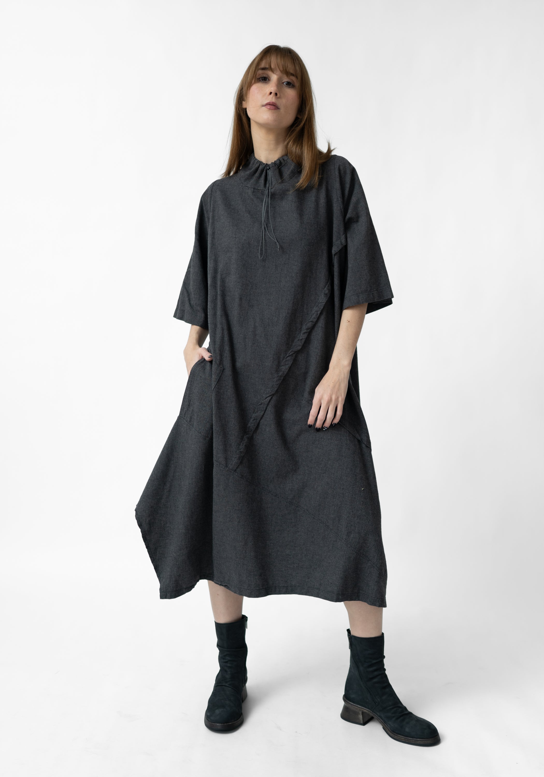 Oversized High Neck Asymmetric Dress