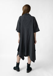 Oversized High Neck Asymmetric Dress