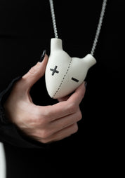 Large Plus Minus Porcelain Anatomical Heart Necklace