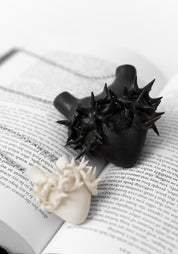 Large Black Spinae Porcelain Anatomical Heart Necklace