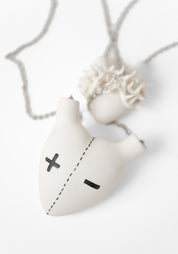 Large Plus Minus Porcelain Anatomical Heart Necklace
