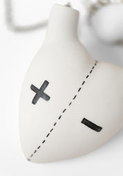 Large Plus Minus Porcelain Anatomical Heart Necklace