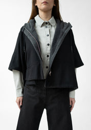 Oversized Cropped Sleeve Wool Blend Jacket
