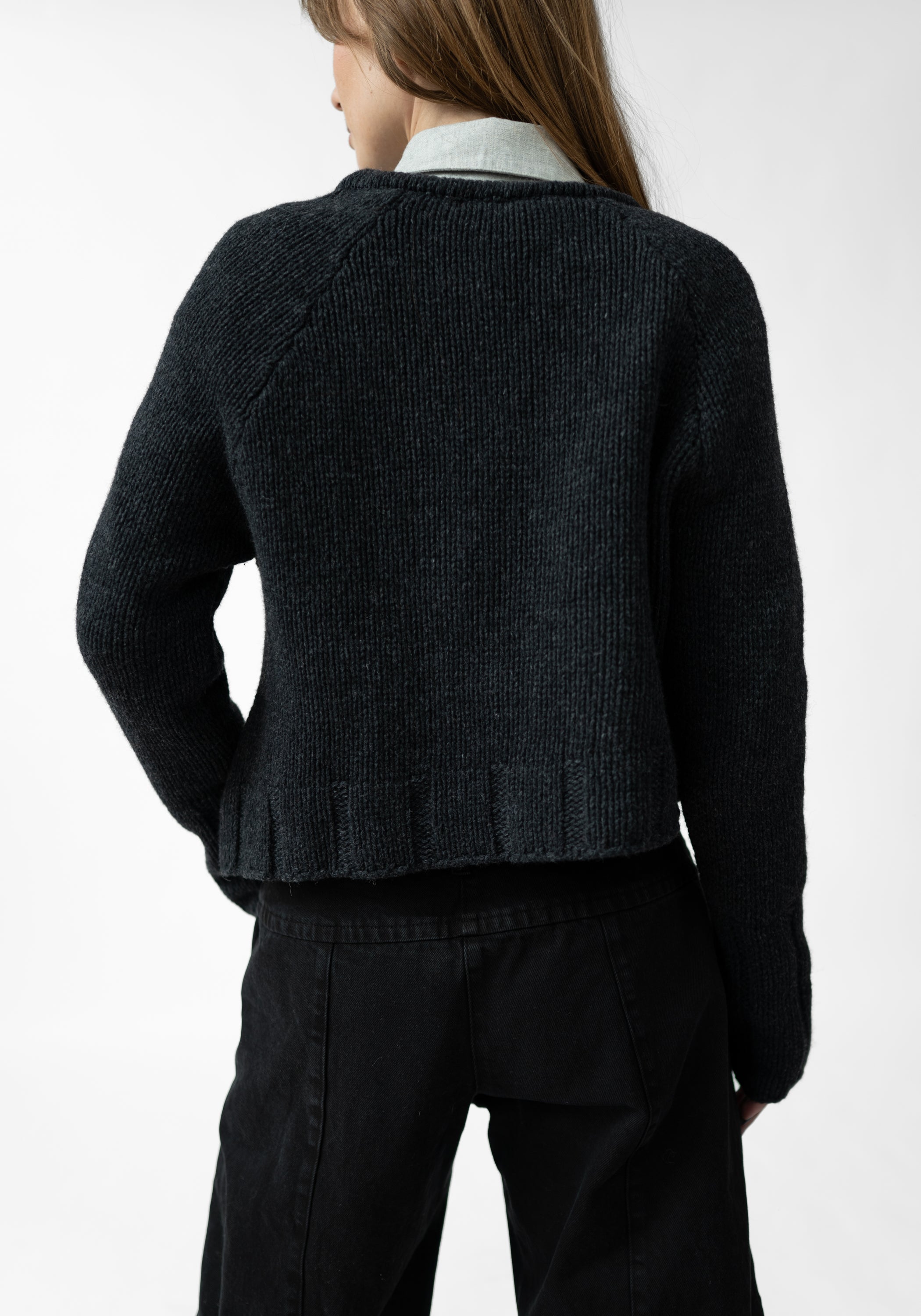 Asymmetric Zip Front Wool Blend Knit Cardigan