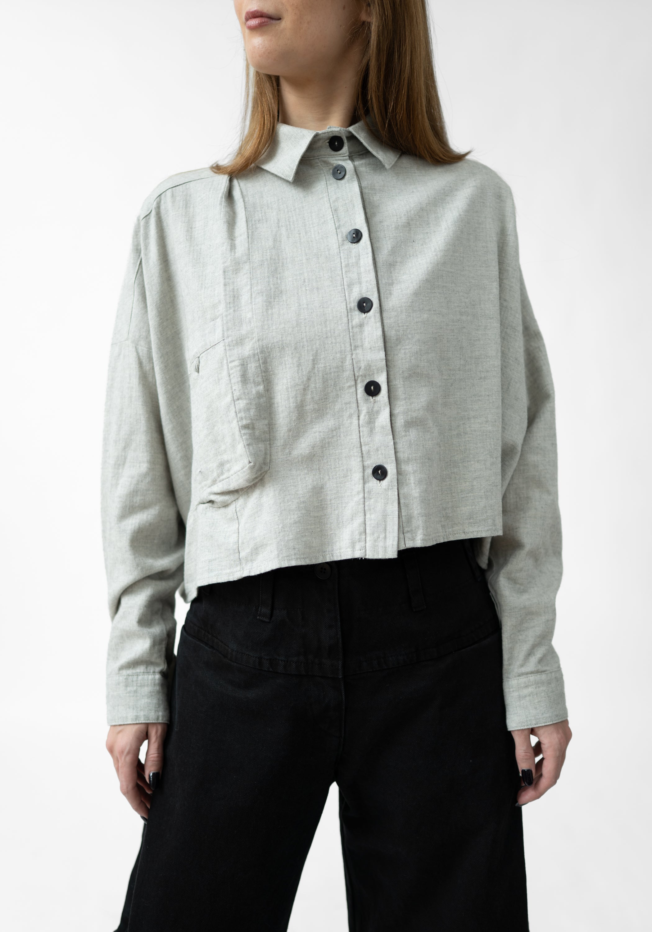Bold Pocket Detail Cropped Blouse