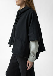 Oversized Cropped Sleeve Wool Blend Jacket