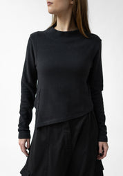 Asymmetric Button Hem Detail Top