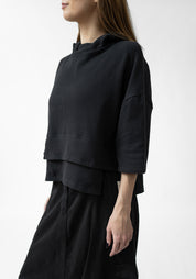 Paneled Cropped Sleeve Hoodie