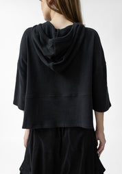 Paneled Cropped Sleeve Hoodie