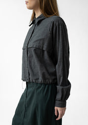 Drawstring Hem Paneled Blouse