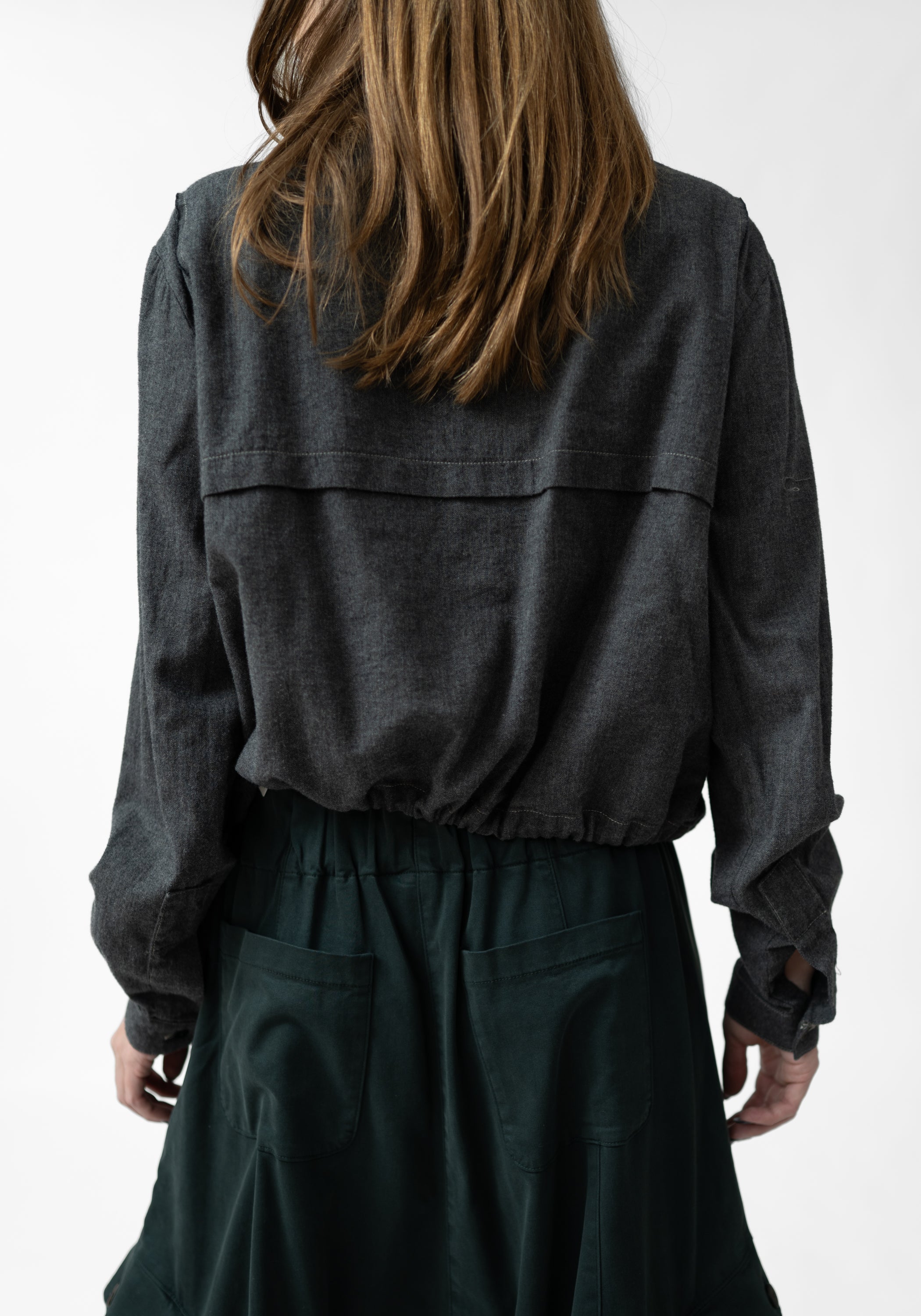 Drawstring Hem Paneled Blouse