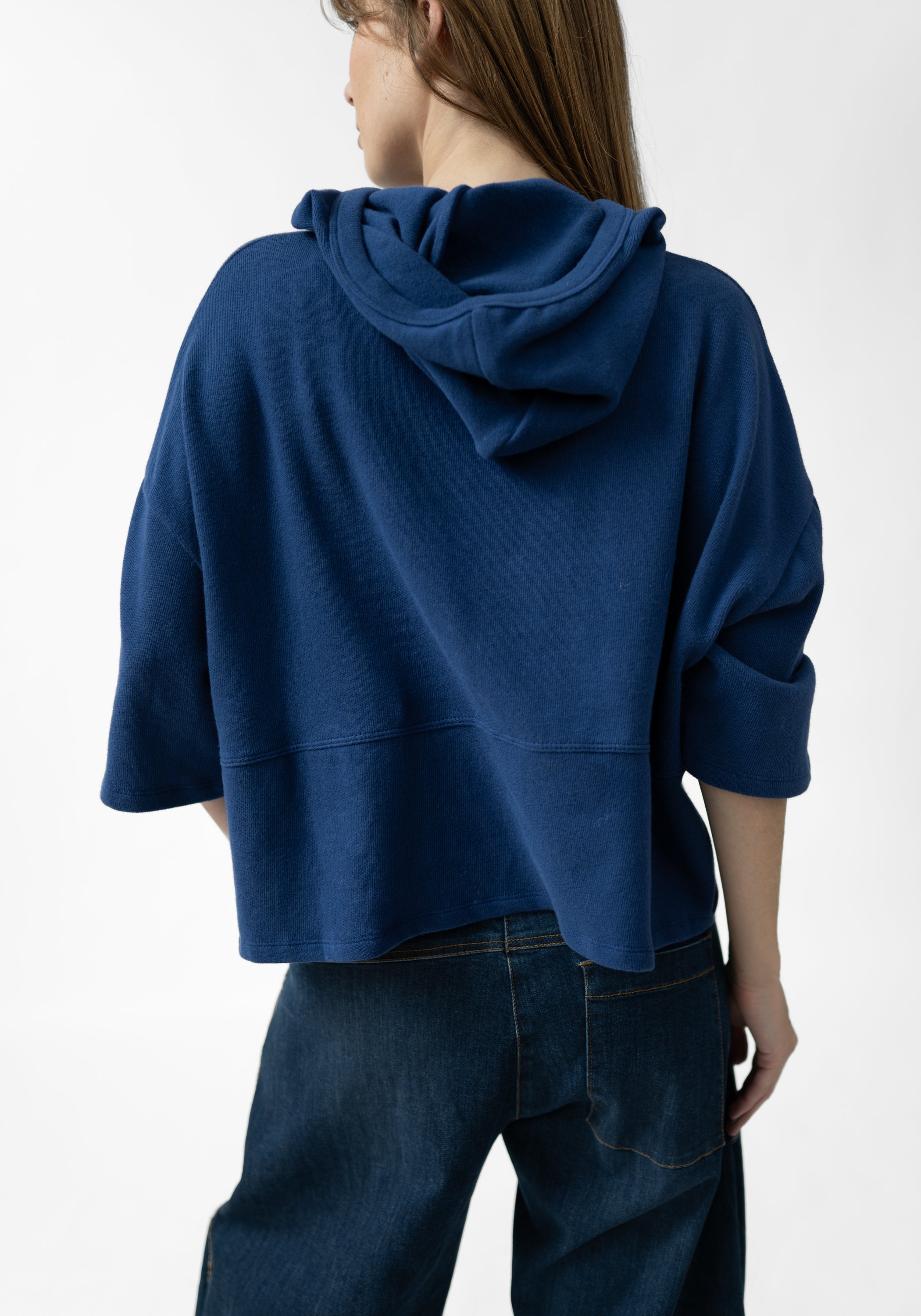 Paneled Cropped Sleeve Hoodie