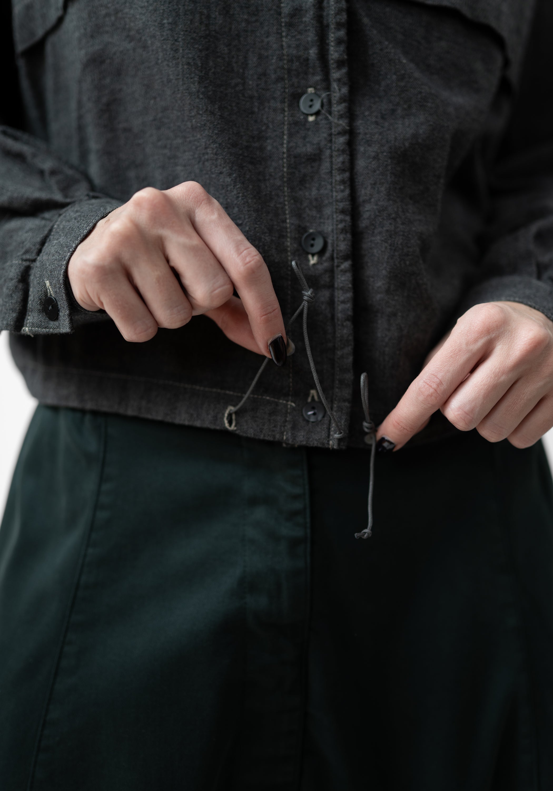 Drawstring Hem Paneled Blouse