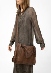 Asymmetric Raw Edge Brown Leather Bag - December Thieves