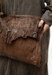 Asymmetric Raw Edge Brown Leather Bag - December Thieves