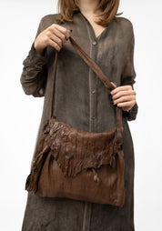 Asymmetric Raw Edge Brown Leather Bag - December Thieves