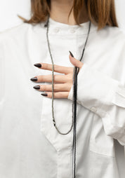 Sterling, Beads and Cord Tassel Layered Necklace