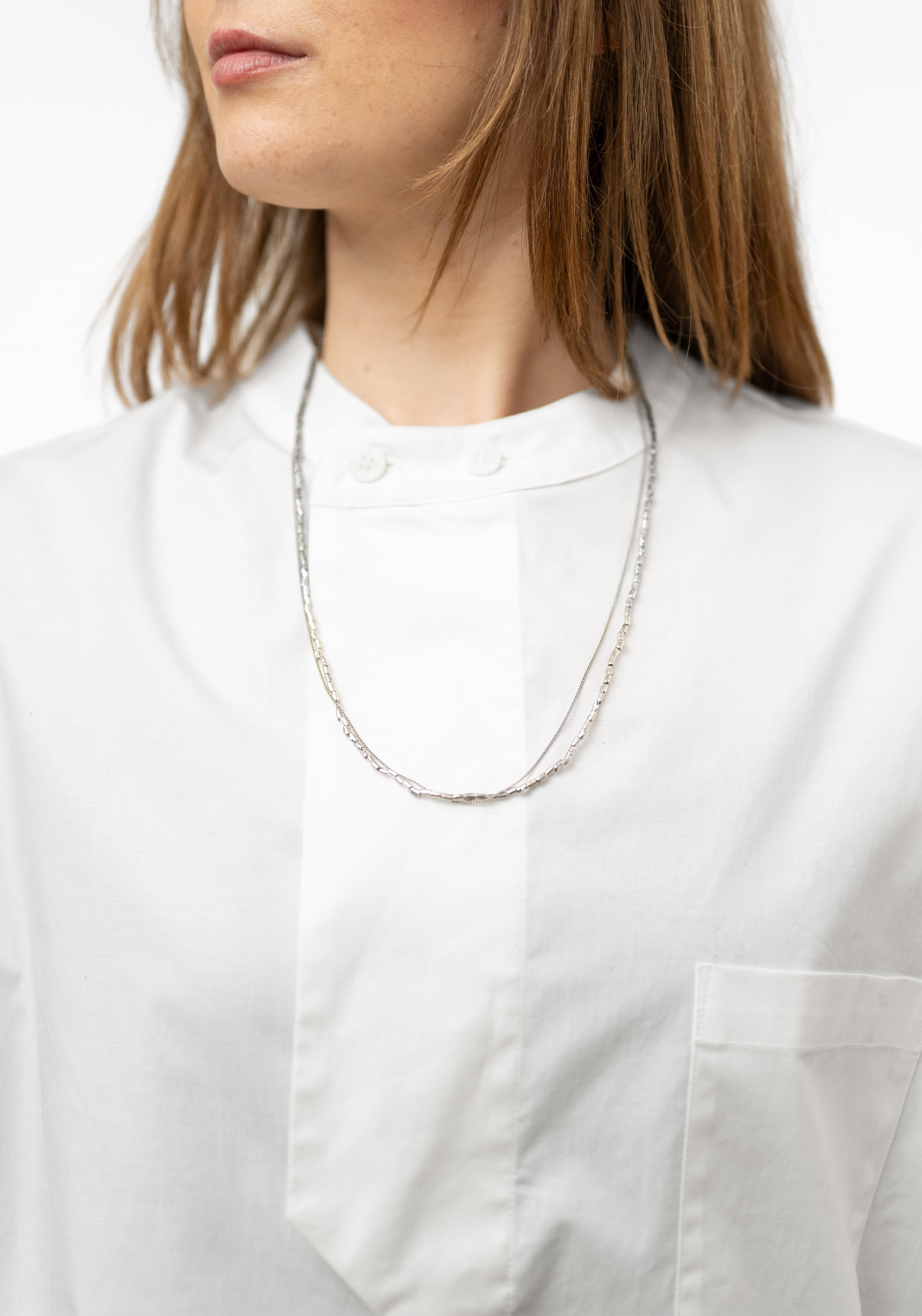 Sterling Chain and Beads Layered Necklace