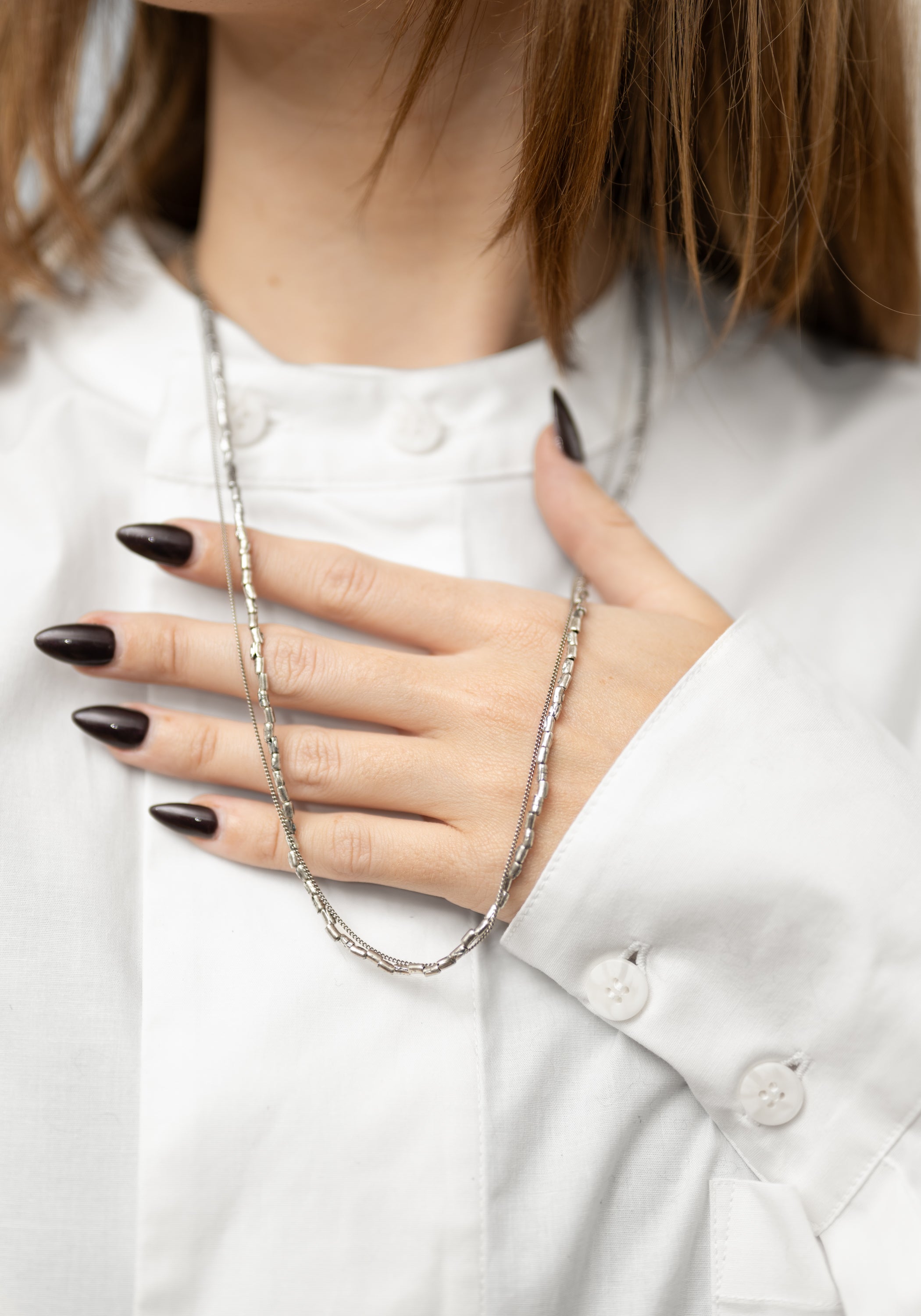 Sterling Chain and Beads Layered Necklace