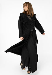 Asymmetric Shearling Detail Wool Maxi Jacket - December Thieves