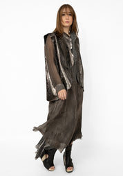 Oversized Metallic Leather Paneled Vest - December Thieves