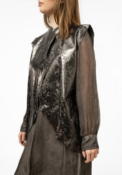 Oversized Metallic Leather Paneled Vest - December Thieves