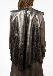 Oversized Metallic Leather Paneled Vest - December Thieves