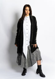 Slate Silk Velvet Cocoon Jacket