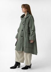 Oversized Draped Collar Nylon Coat