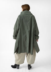Oversized Draped Collar Nylon Coat