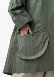 Oversized Draped Collar Nylon Coat